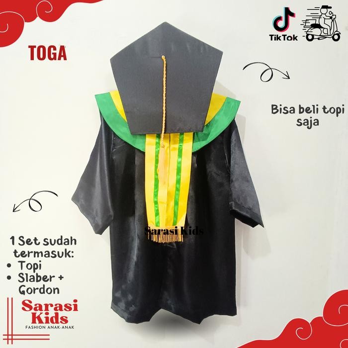 ASLI Jubah wisuda anak tk sd toga wisuda anak laki perempuan kostum wisuda anak laki laki perempuan