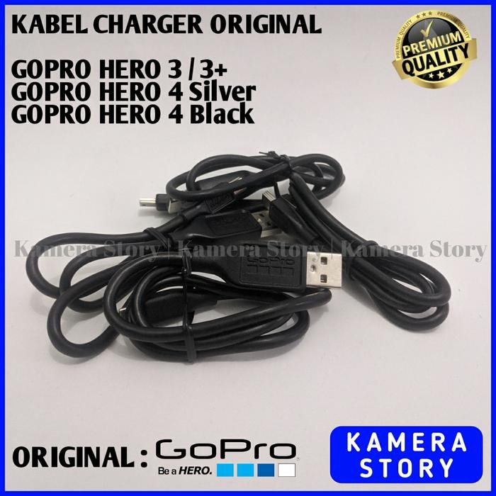 Kabel Data Usb Charging Gopro Hero 3 / 3+ / 4 Silver Black Original Second
