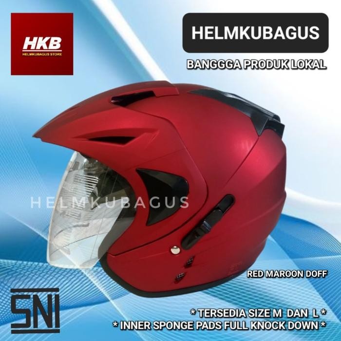 OJ Helm Dewasa SNI model Double Visor Kaca mata hitam model kacamata helm ukuran L Asli original SNI