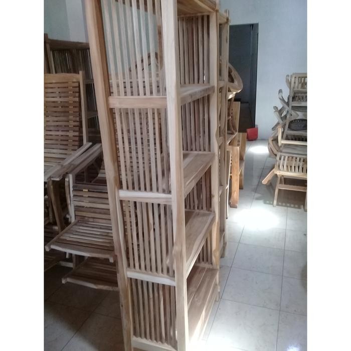 Rak Buku Minimalis Kayu Jati Mebel Jepara MENTAH