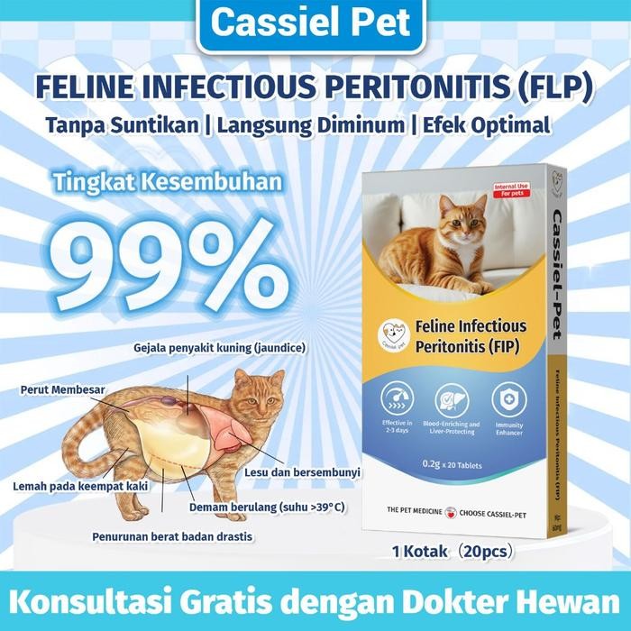 Cassiel Pet Anti Virus Obat FIP Kucing Fip Tablet (Fip Basah - Fip Kering - Fip Neuro) (1 Kotak)