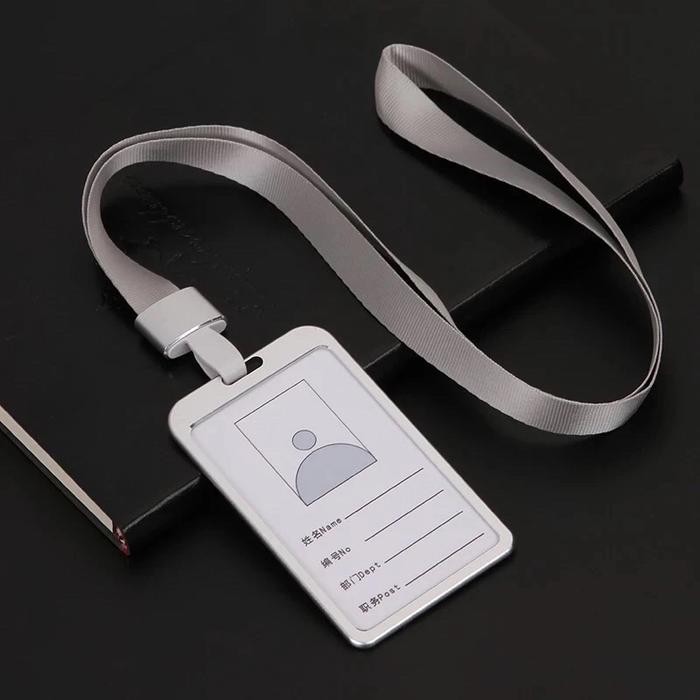 

New Gantungan Tali Aluminium Alloy ID Card Holder untuk Kartu Nama Identitas - Panjang 40cm