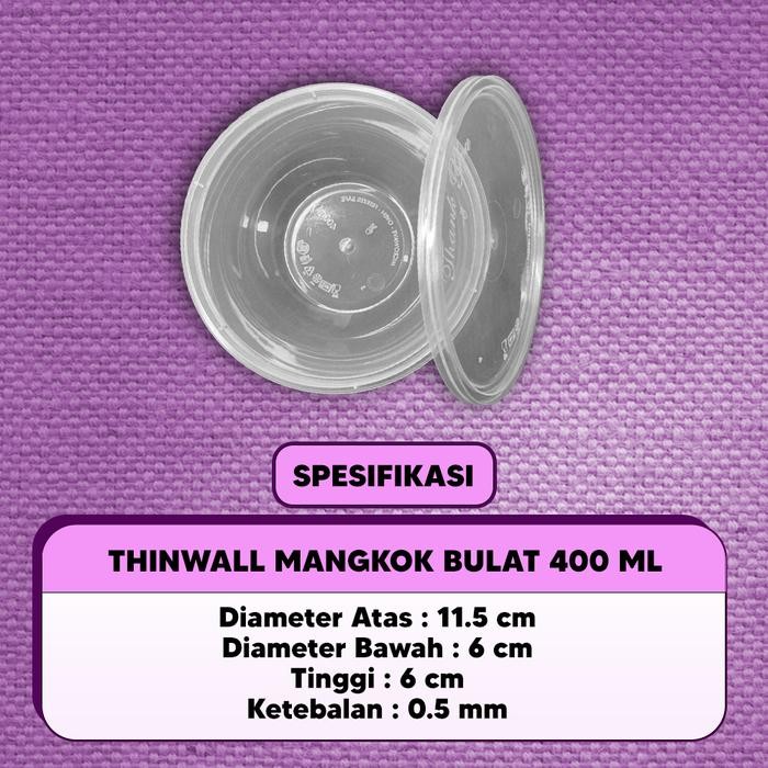 Mangkok Plastik 400 ml / Tempat Makan Nasi Cup Puding Thinwall