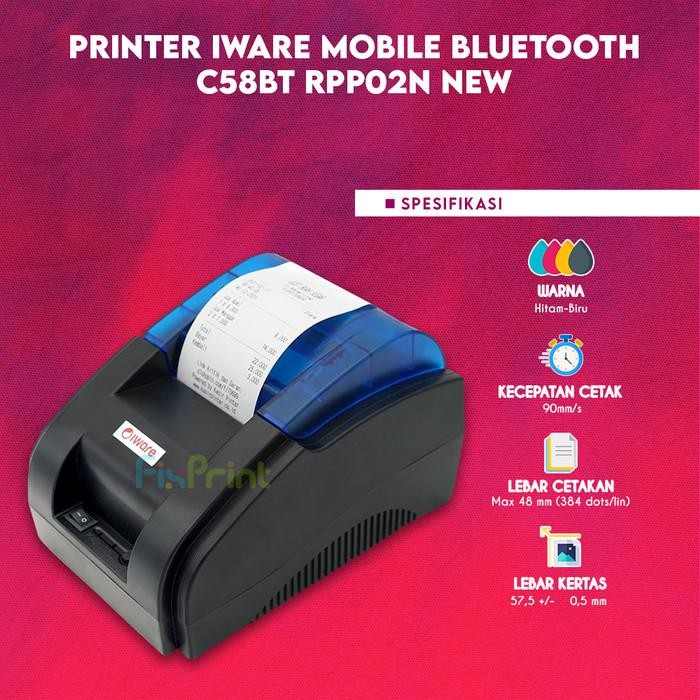 Ready Printer Thermal Mobile Bluetooth C58BT RPP02N Printer Kasir Portable