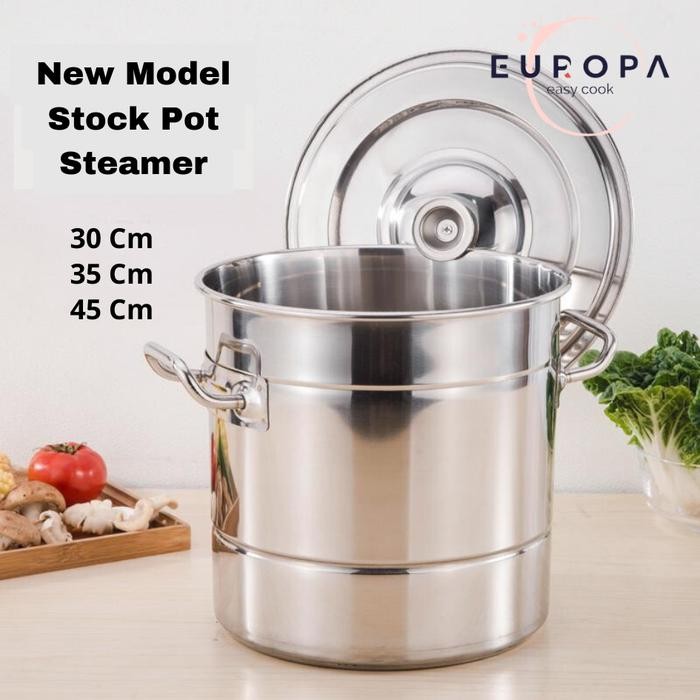 Europa Stockpot Stainless Steel/ Panci Dandang Jumbo Serbaguna Stainless Steel Tebal dan kokoh