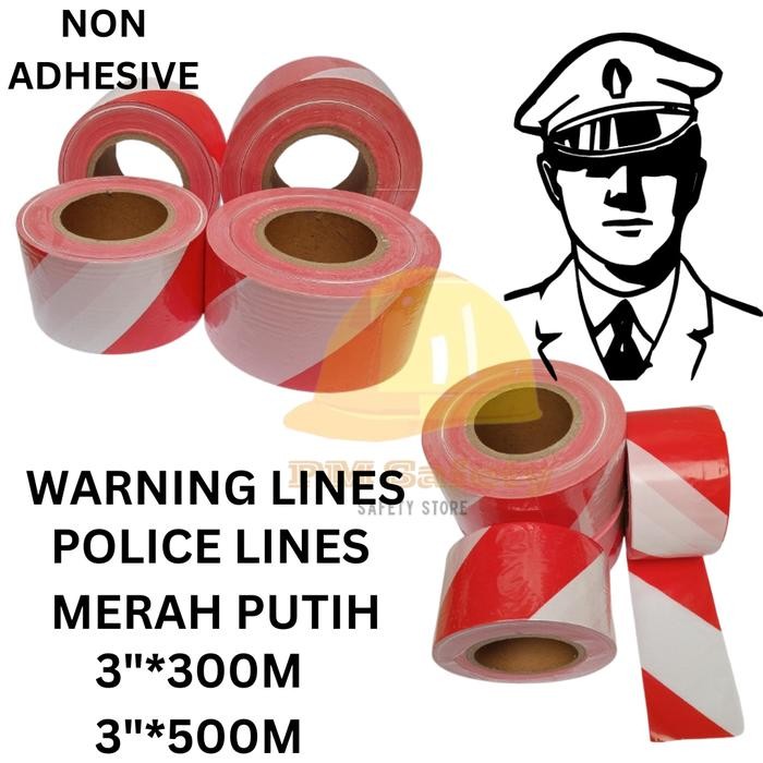 SALE Garis Polisi Roll Merah Putih non Reflektif, Police Line Putih Merah, Warning Line Merah Putih