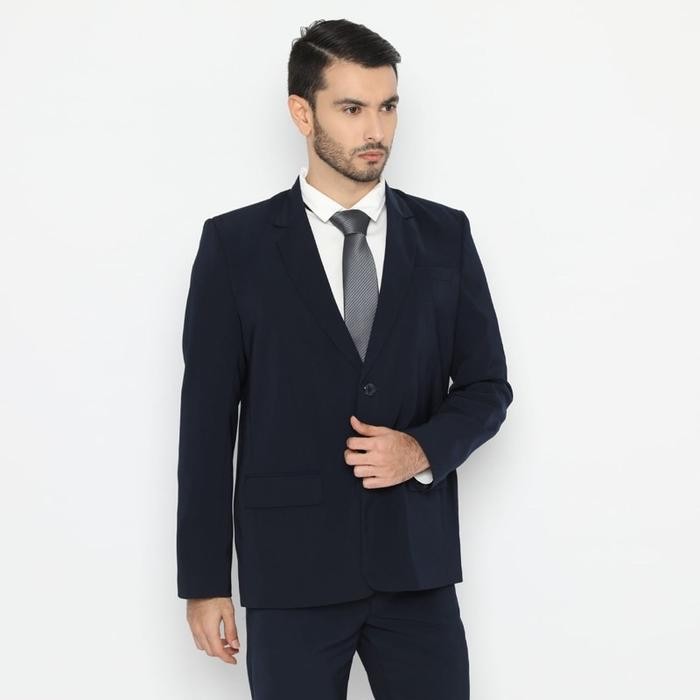 ASLI Jas Blazer Pria Navy Blue Kancing2 Slimfit READY STOCK