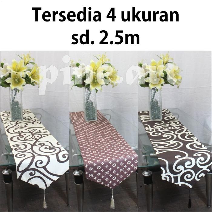 Taplak Meja tamu / meja makan 2 lapis. Panjang hingga 2.5 m. Motif dr kain / Table Runner Katun