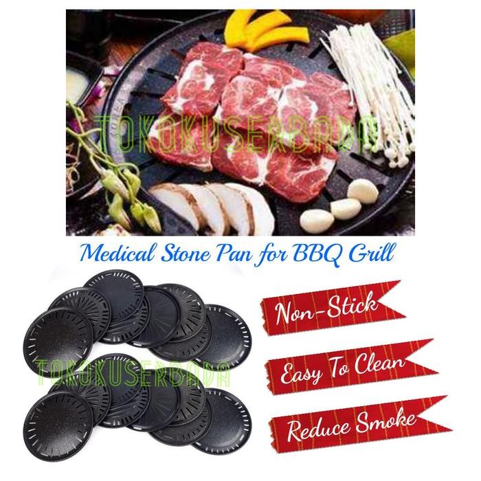 Korean Medical Stone Coat BBQ Grill Pan Bulat (Non-Stick Reduce Smoke)