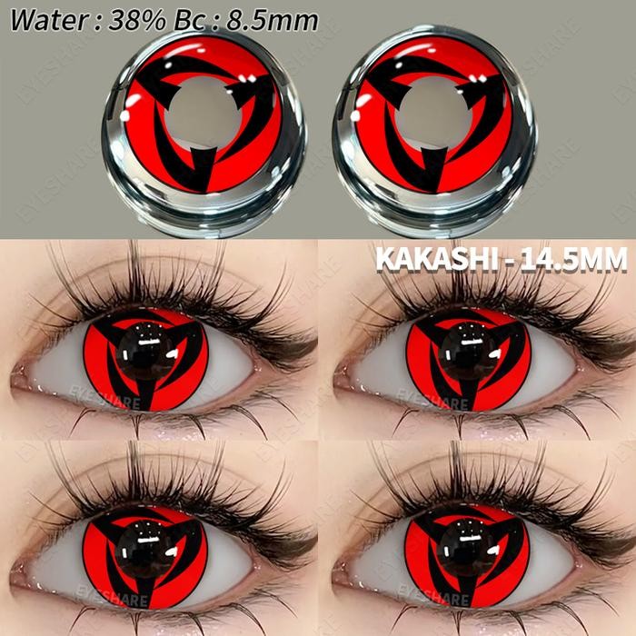 bqw3- [Cosplay Softlens] Mata Sharingan Naruto Lensa Kontak Merah 14.5Mm Yearly Use Sasuke &