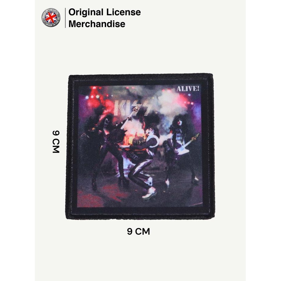 PATCH EMBLEM BADGE LOGO ASLI IMPORT MOTIF BAND MUSIK KISS ORI ALIVE