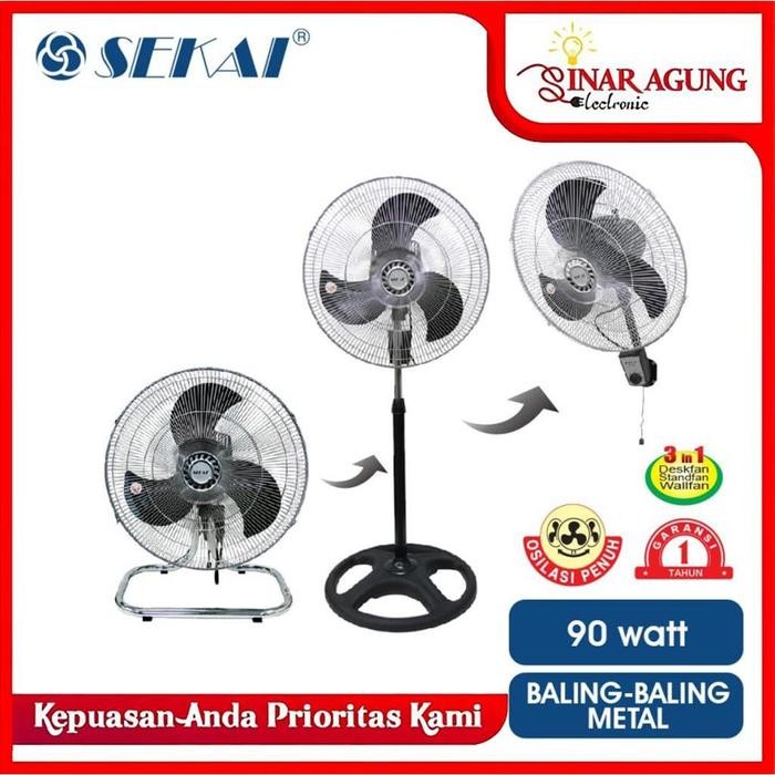 ORI SEKAI KIPAS ANGIN METAL 3IN1 IST1851 / IST 1851 STAND FAN (18 INCH)