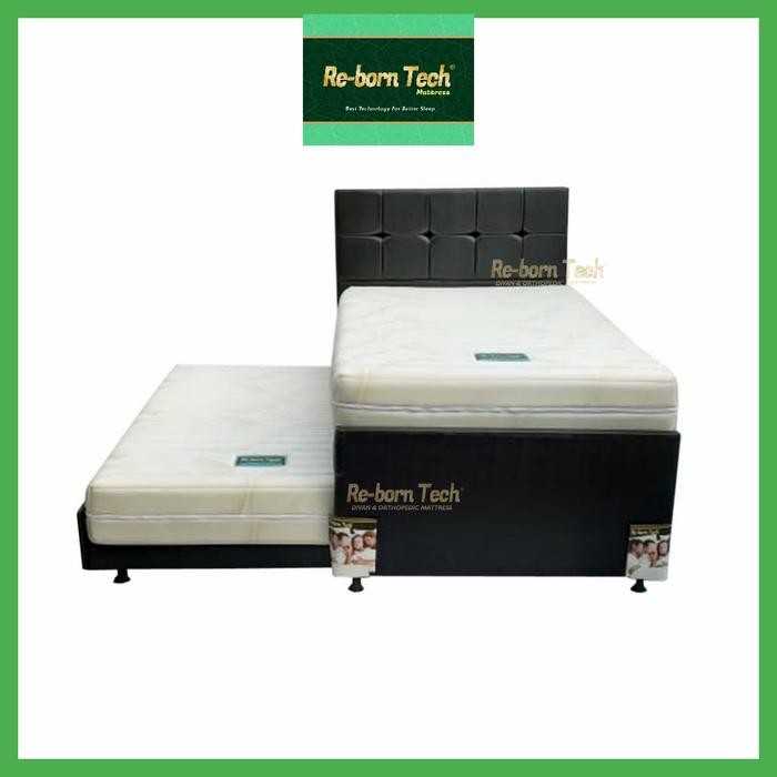 Paker Re-born Tech Dipan Divan Sandaran Sorong Ranjang Susun 2in1 +Matras Kasur Super Orthopedic