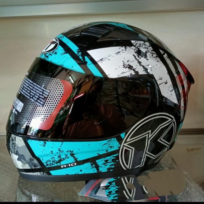 KYT R10 #3 black Aqua blue Dark Visor