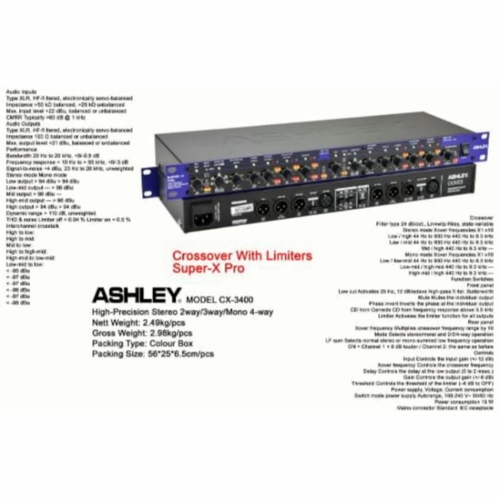 Crossover Aktif ASHLEY CX 3400 CX3400 SUPER X Liter Not Behringer Amplifier Metal