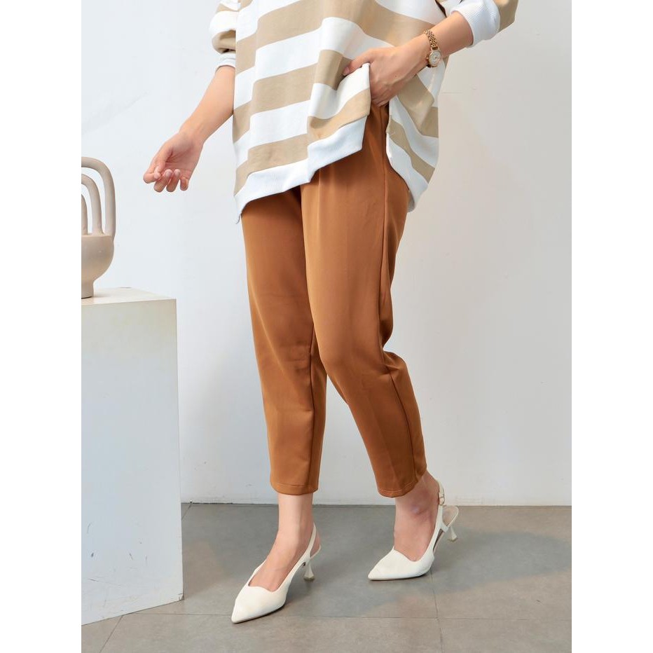 Celana Wanita Kekinian Pinggang Karet Scuba Jumbo Oliver Terbaru - Bawahan Panjang Casual