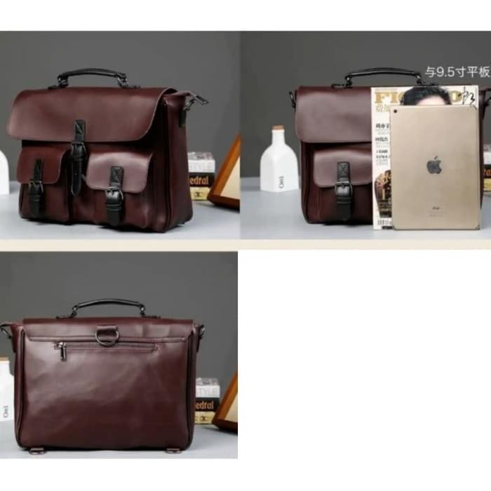 Tas Messenger Bag Kantor Kerja Pria Kulit Besar Cokelat