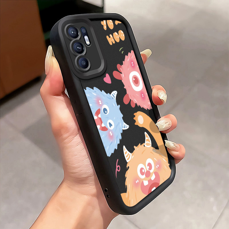 Casing Hp Untuk OPPO Reno 6 Case Monster Bulu Kebahagiaan Kartun Manis Cover Softcase Silikon Kesing