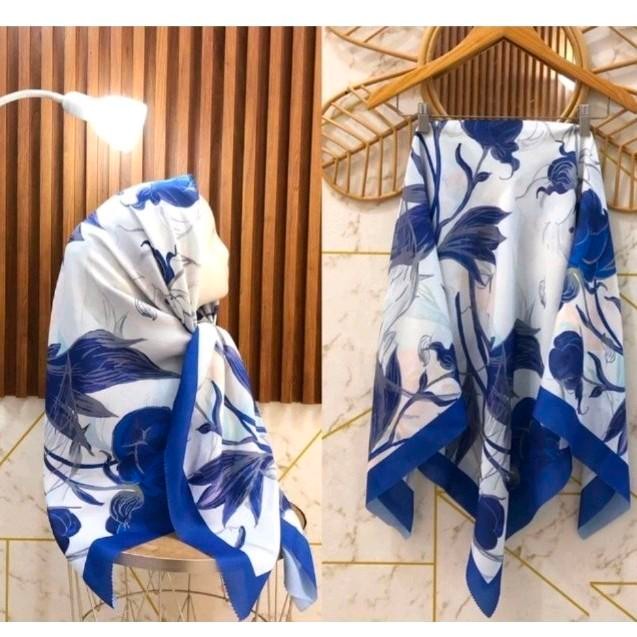 d6fs- Hijab Segi Empat Voal Motif Sublime Kode 154 Putih Biru