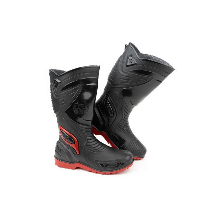 muna Sepatu Boots Tinggi HUNTER GP 1 BLACK/RED Shoes Karet Pria Hitam Kerja