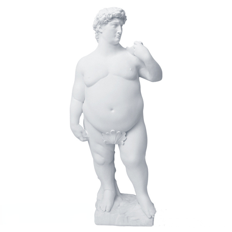 Resin Figure David Sculpture Obesity Fat David Handicraft Statue Nude Naked Man Body Home Decoration
