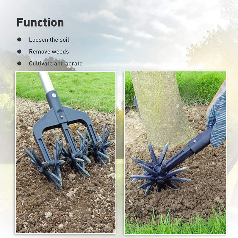 New Manual Soil Turning Tool Lawn Ripper Garden Aerator Rotary Cultivator Ripper Artifact Rotary Cul