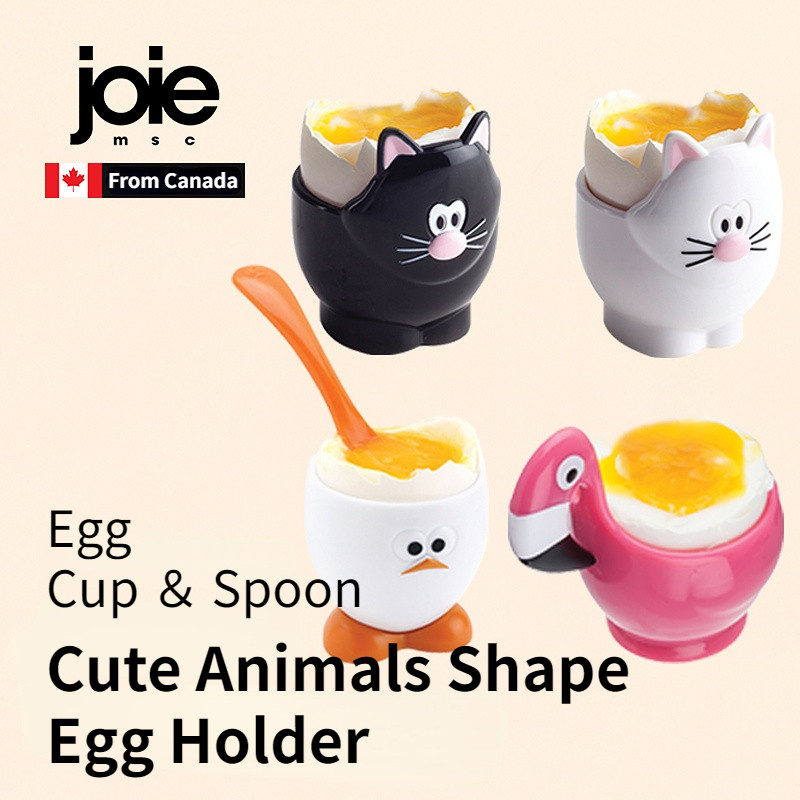 joie Egg Cup ＆ Spoon Egg Cup Plastic Egg Tray Creative Egg Holder Cute Home Tableware for Cooked Egg