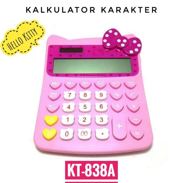 ztdl- Kalkulator Hello Kitty Kt 838 - Kalkulator 12 Digit - Kalkulator Anak Unik Lucu Pink