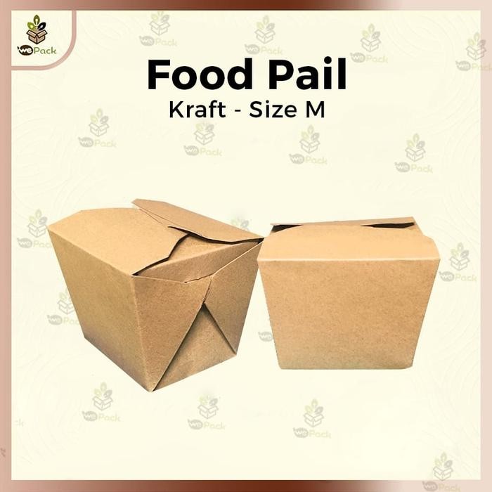 Food Pail Paper Medium 10oz Box bento Coklat Kraft 290GSM Laminating M