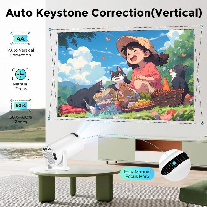 etlj- Isinbox 2+16G Hy300 Pro 28000 Lumens 4K Smart Projector Android 13 Ultra Hd Wifi 6.0