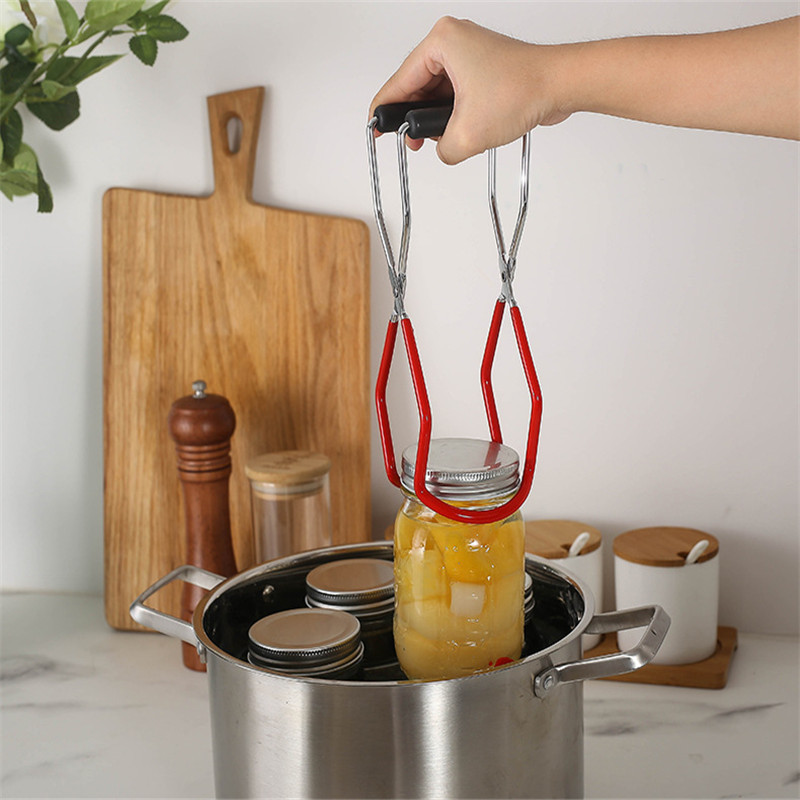 Canning Jar Lifter With Grip Handle Stainless Steel Can Tongs Clip Heat Resistance Anti-Clip Jar Gla