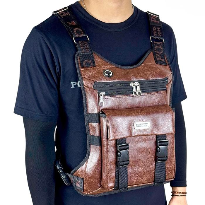 Chest Bag Tas Dada Polo Amstar Best Quality Terbaik Bahan Kulit PU Leather Tas Selempang Pria Tas