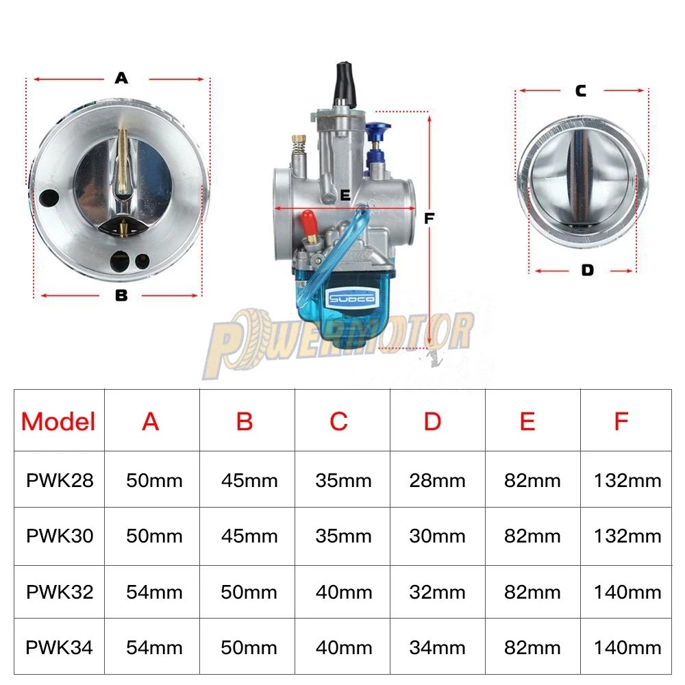 Motorcycle Flat Curtain Carburetor KOSO OKO 2T 4T Power Jet PWK 28 30 32 34mm for KTM Kawasaki Yamah