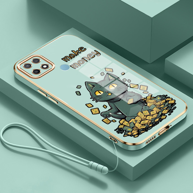 Casing Untuk OPPO A15 A15s A35 4G Case Casing HP Softcase Tali gantungan berlapis silikon mewah Kasi