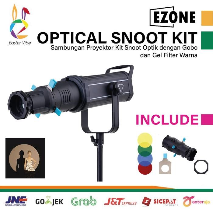 EZONE Optical Snoot Kit Projector Attachment With Gobo & Color Filter Gel