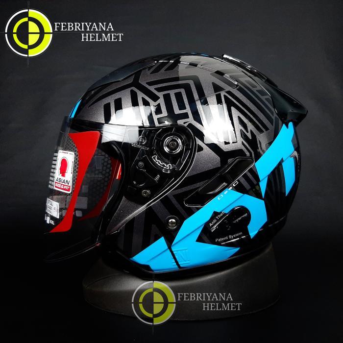 Helm Kyt Galaxy Flat R Neon Gunmetal Blue Kacamata