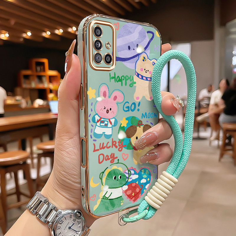 Casing HP Untuk Samsung Galaxy A71 Case Cute astronaut bunny Kasing silikon Cesing Tepi berlapis ema