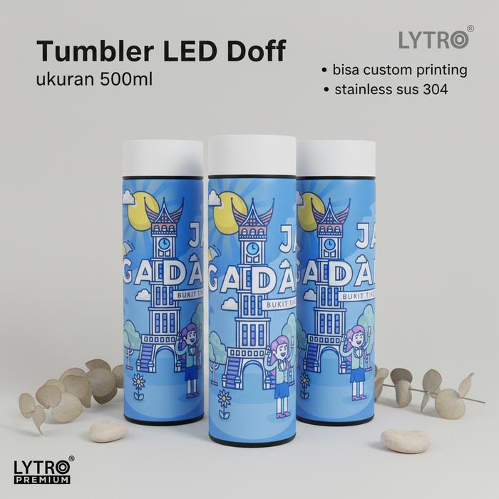 Ecentio - Costum Print UV Tumbler LED Suhu Doff - Termos Stainless 500 ML