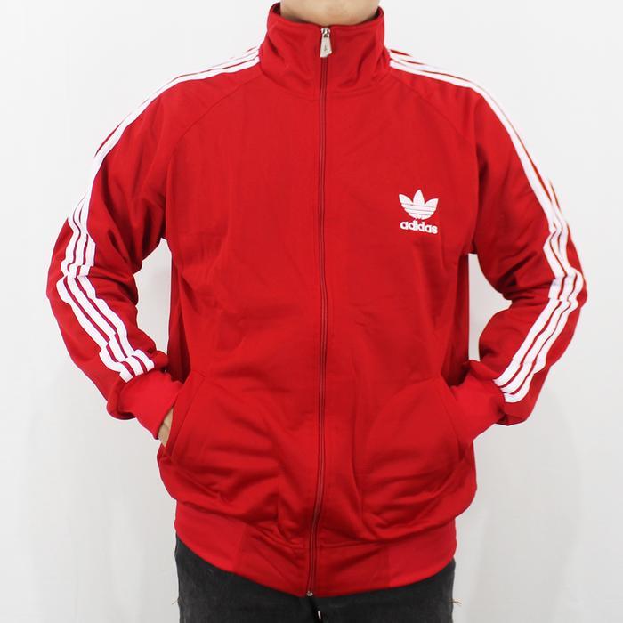 Premium Jaket Adidas Firebird Merah List Putih - Jaket Training - Sweater Pria Original