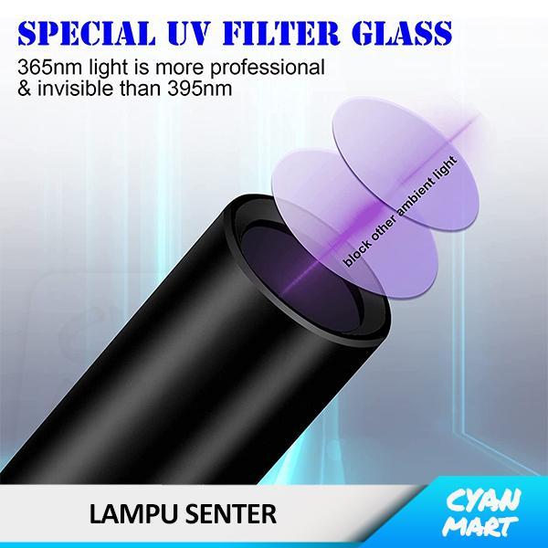 NEW Lampu Senter UV Flashlight LED Ultraviolet UVC 365 Aluminum USB