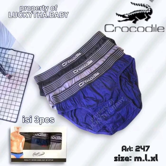 Terlaris Crocodile 521-247 Celana Dalam Pria Boxer Katun 3 Pcs 521-247 - S Crocodile 521-247 / celan