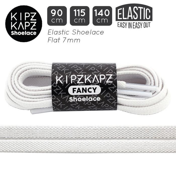 Tali Sepatu Elastis Pipih Lebar 7mm untuk Sneaker dan Olahraga - Putih - 90cm