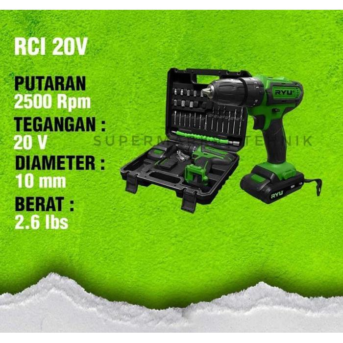 MESIN BOR RYU RCI 20V / CORDLESS DRILL IMPACT RCI 20V