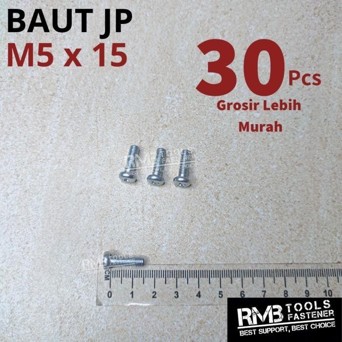 BAUT JP M5X15 PANJANG 1.5CM PUTIH GALVANIS M5 / SEKRUP SKRUP JP M5