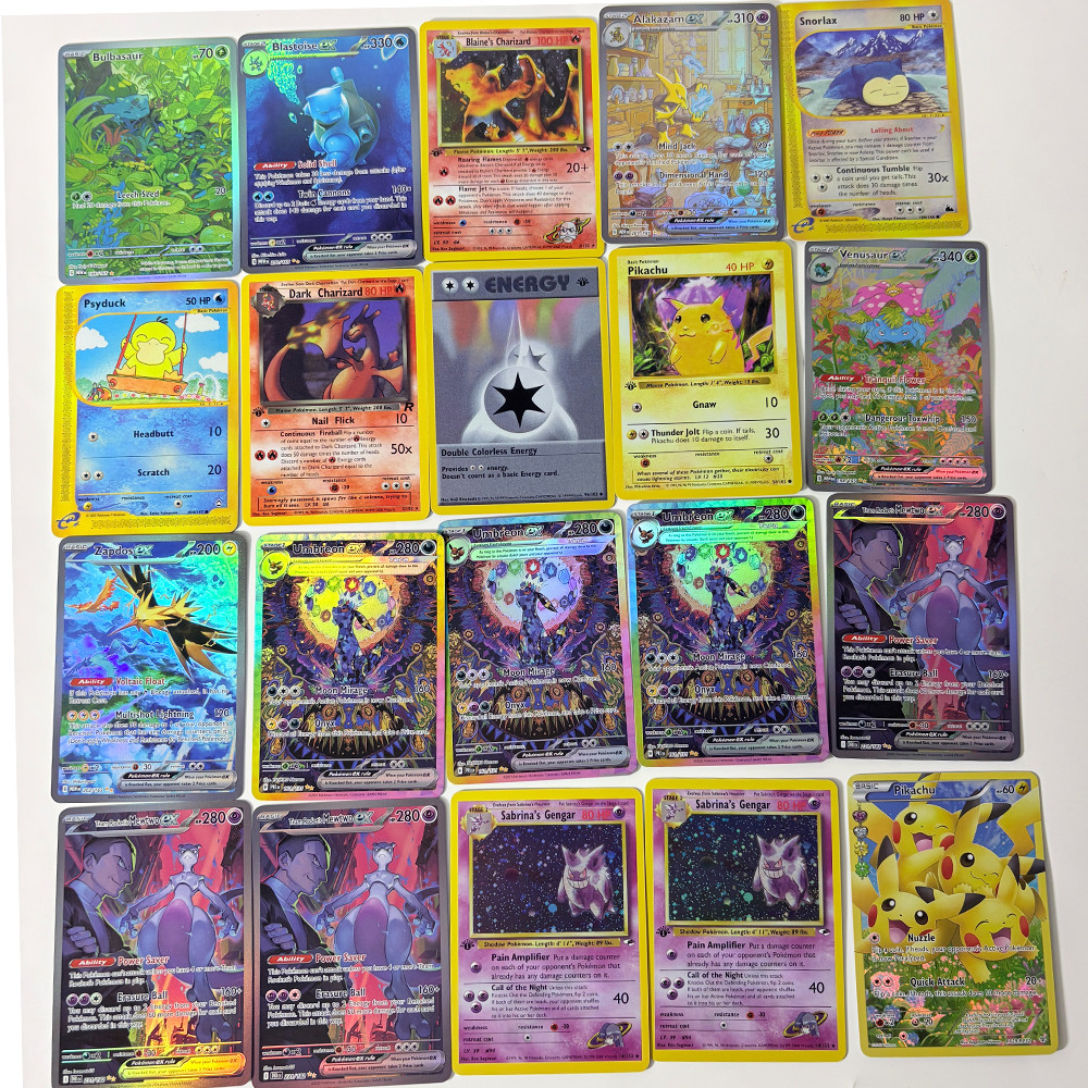 55PCS PTCG-XX3 Foil Ancient Mew Zekrom Reshiram Victini Charizard Dark Gengar Latias Mew Pikachu