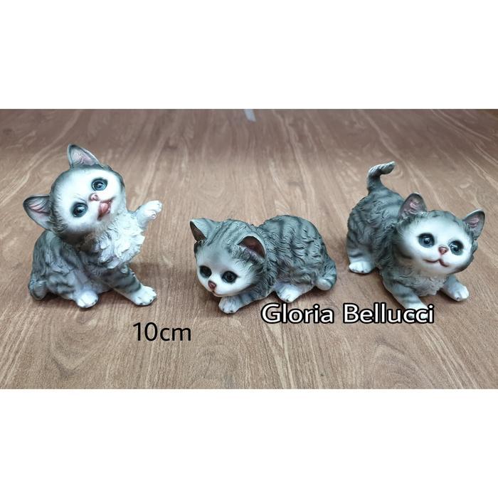 DR patung pajangan miniatur kucing abu gaya persia anggora