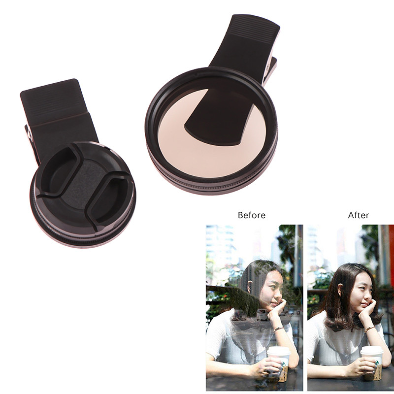 Clearance_Universal With Clip Portable Professional Phone Polarizer Wide Angle Lens 37/52MM CPL