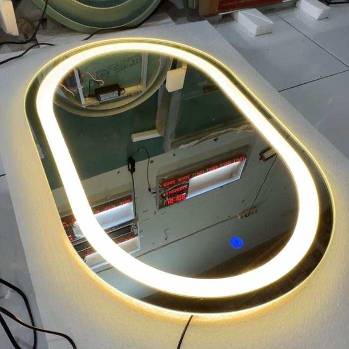 Diskon Termurah Vanity Mirror Smart Mirror Cermin Tempel Dinding Berlampu Led Oval Touchscreen