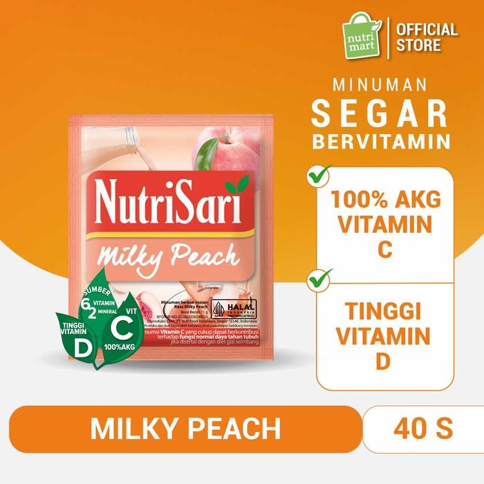 

oW.galiban - NutriSari Milky Peach 40 Sachet - Minuman Serbuk Buah Rasa Peach dengan Vitamin C & D