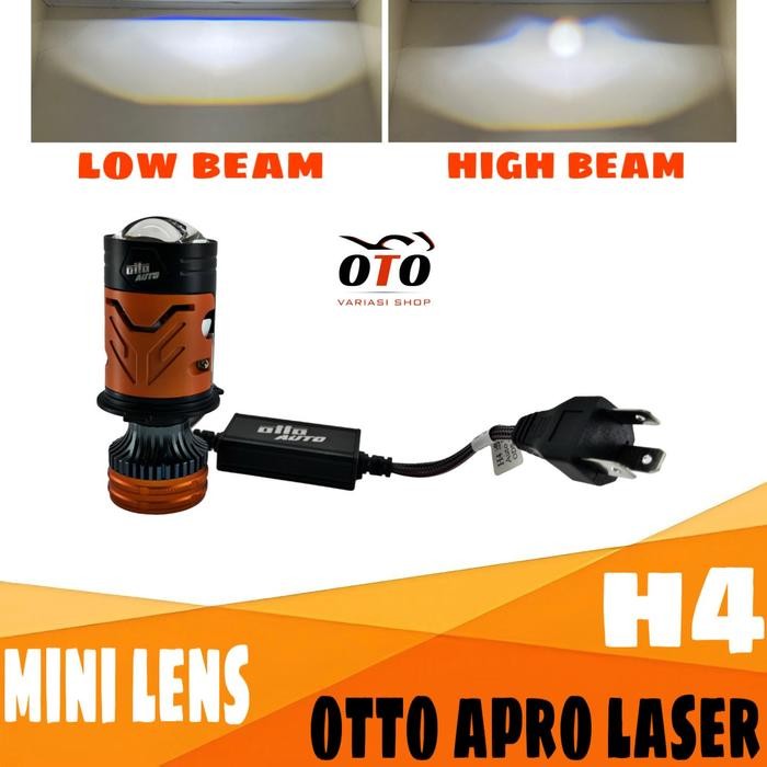 LAMPU MINI LENS OTTO AUTO APRO LASER H4 PREMIUM 80 WATT SELENOID HI LOW BEAM CUT OFF FLAT PEMASANGAN